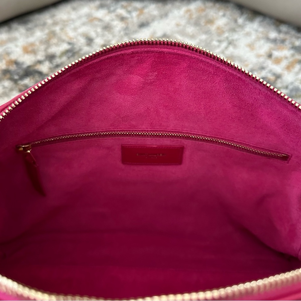 SAINT LAURENT FUCHSIA YSL 2 WAY LEATHER DUFFEL BOSTON CROSSBODY BAG CARDS & COA - Picture 15 of 16
